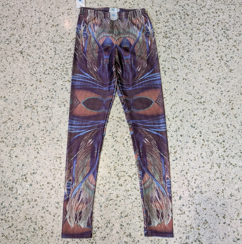 NWT Lotus Leggings, Peacock Feather Print - Picture 2 of 7